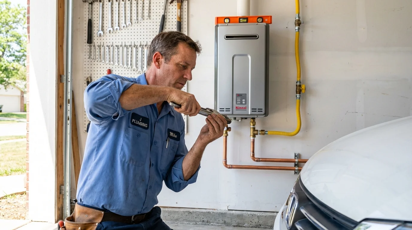 Tankless water heater installation by a Johns Plumbing LLC plumber in Newberg